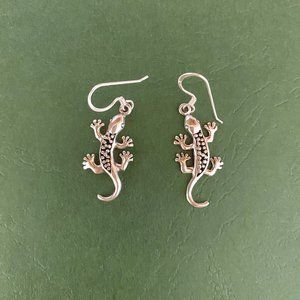 Sterling Silver Lizard Beach Earrings